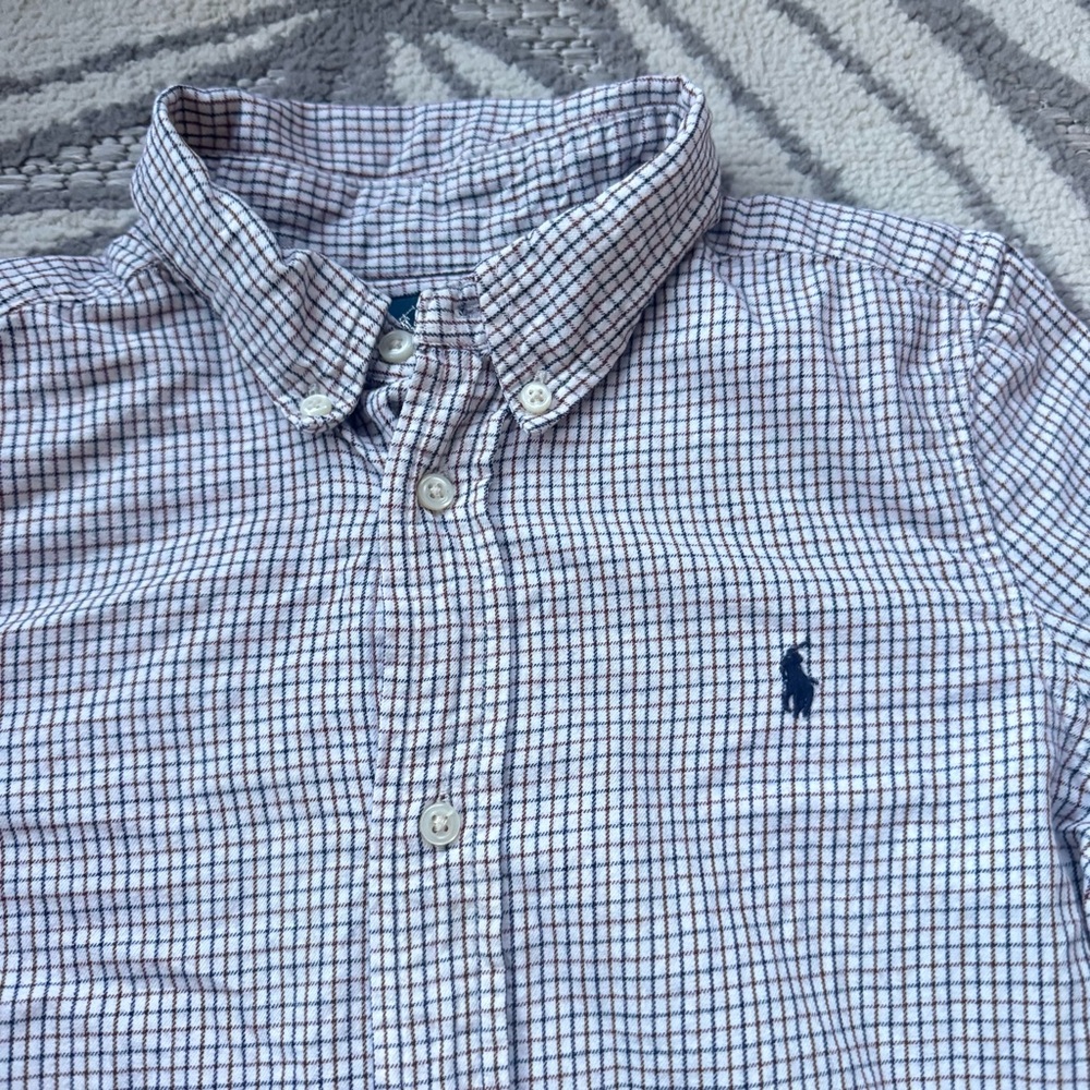 Ralph Lauren Youth Boys Gingham‎ Collared Button Up Casual Dress Shirt Size 6